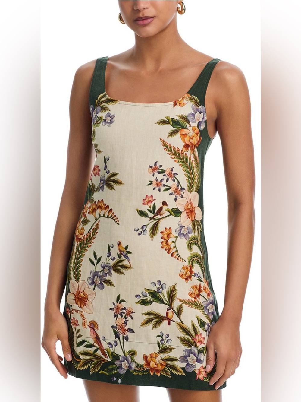 Farm Rio Nature Sand Linen Mini Dress - Floral Print. Large